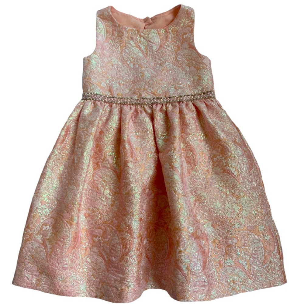 BONNIE JEAN Little Girl’s Coral with Shimmer Formal Dress. Size: 5